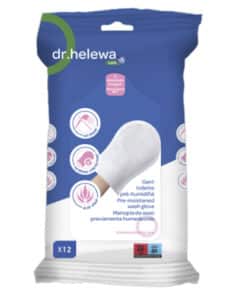 DR HELEWA PRE-MOISTENED& NO-RINSE WASH GLOVE WITH PROTECTIVE LINER, 12 stk